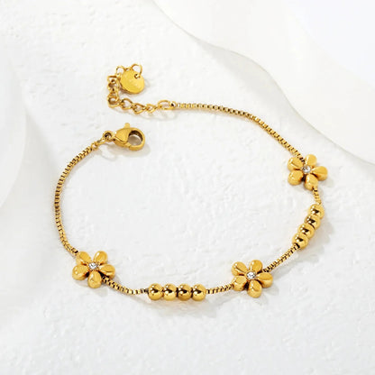 Wholesale 304L Stainless Steel Floral Bracelet Bulk - Gold Plated