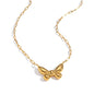Wholesale Waterproof PVD Gold Sculpted Butterfly Paperclip Necklace