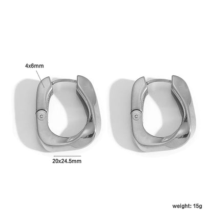 Minimalist Square Domed Huggie Earrings Stainless Steel Tarnish-Free