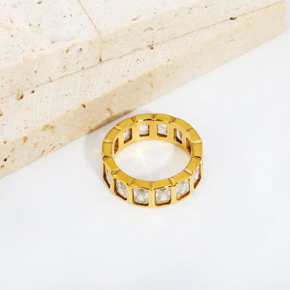 Baguette Cut CZ Channel Set Eternity Band Ring 304L Stainless Steel