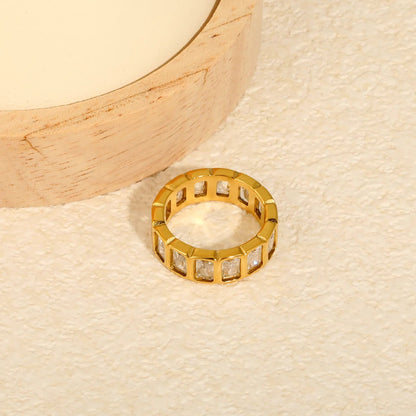 Baguette Cut CZ Channel Set Eternity Band Ring 304L Stainless Steel