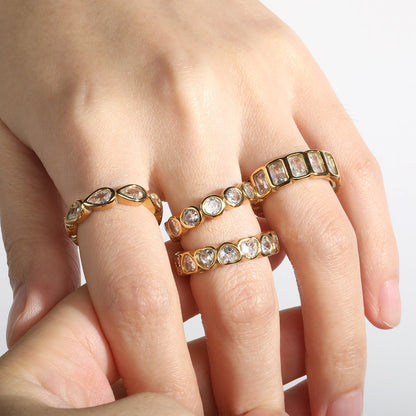 Baguette Cut CZ Channel Set Eternity Band Ring 304L Stainless Steel