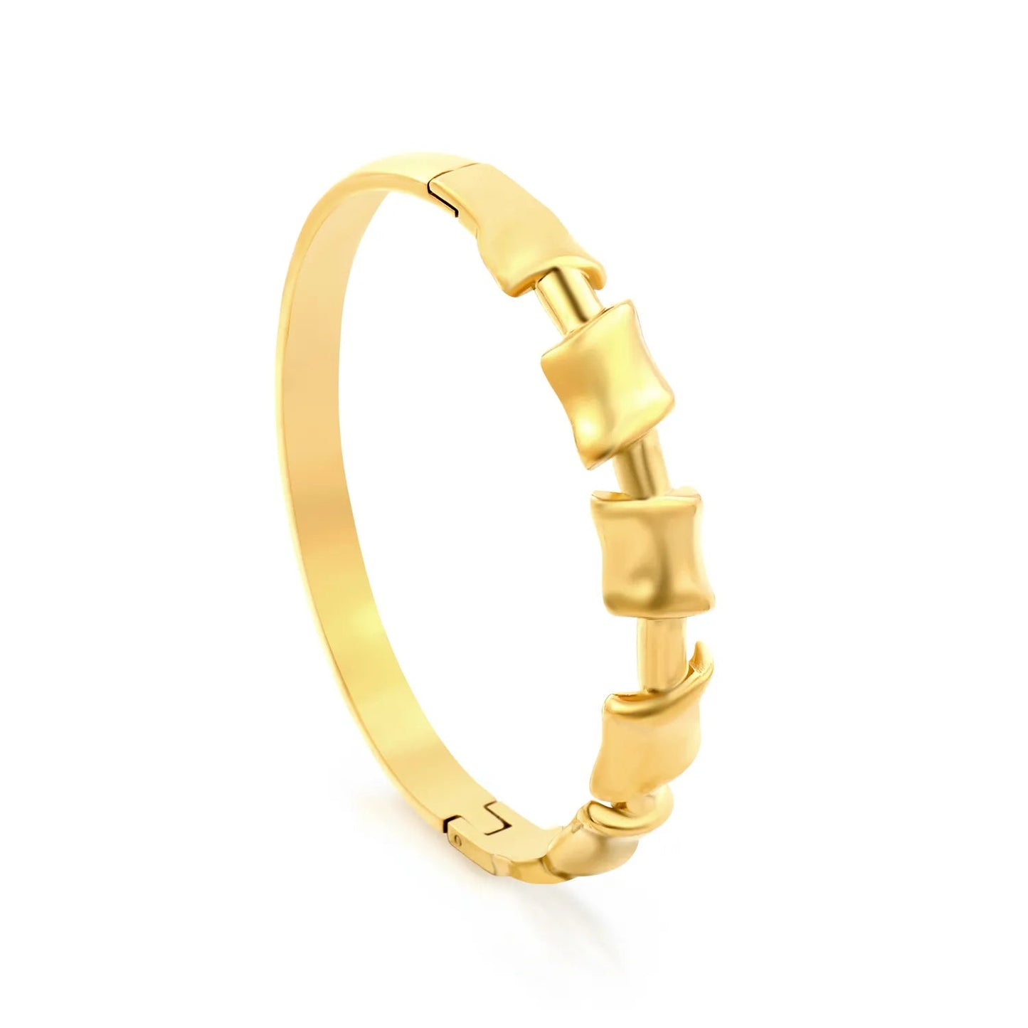 Bulk Oriental Elegance Jewelry: 21g Bamboo Block Hinged Bangle | 0 MOQ