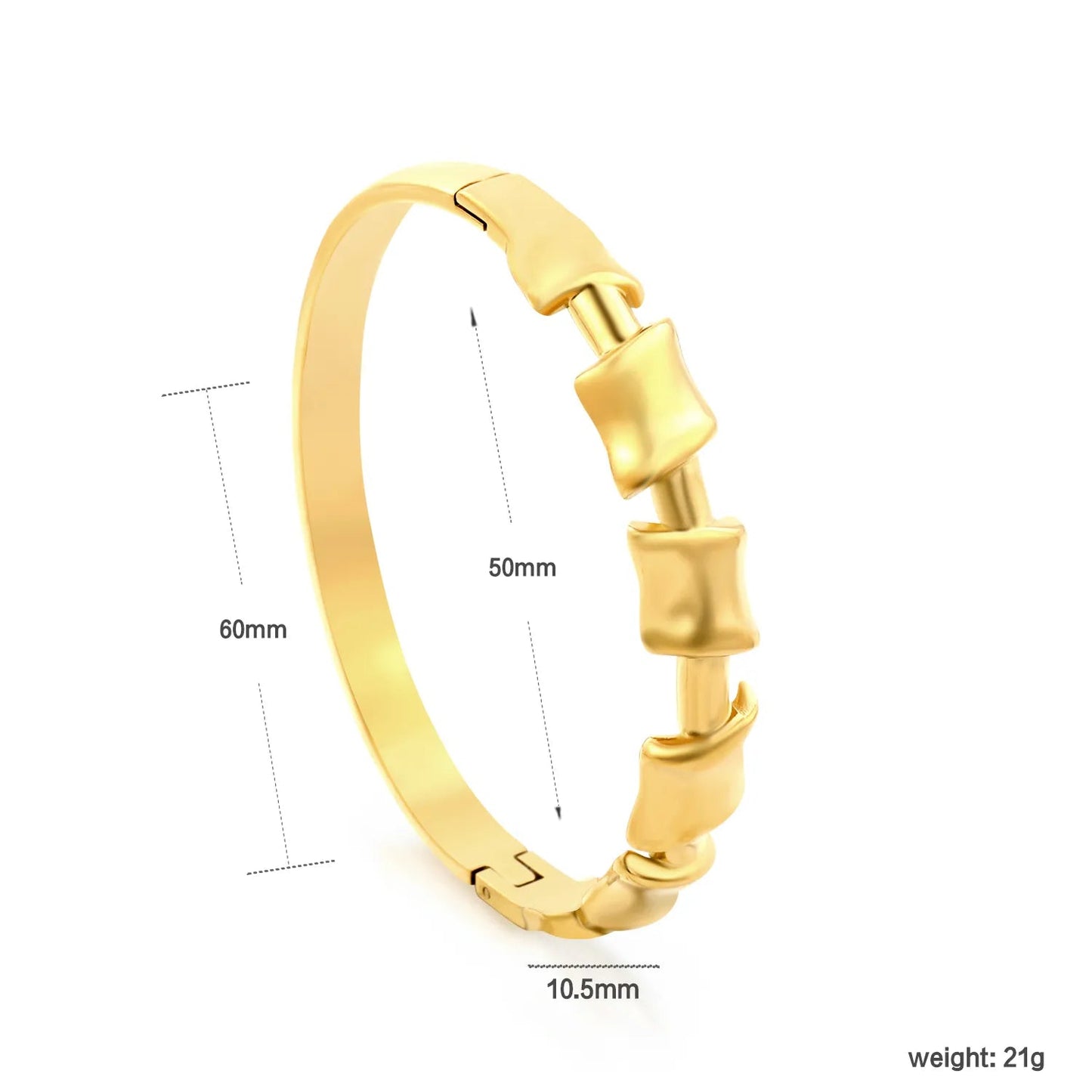 Bulk Oriental Elegance Jewelry: 21g Bamboo Block Hinged Bangle | 0 MOQ