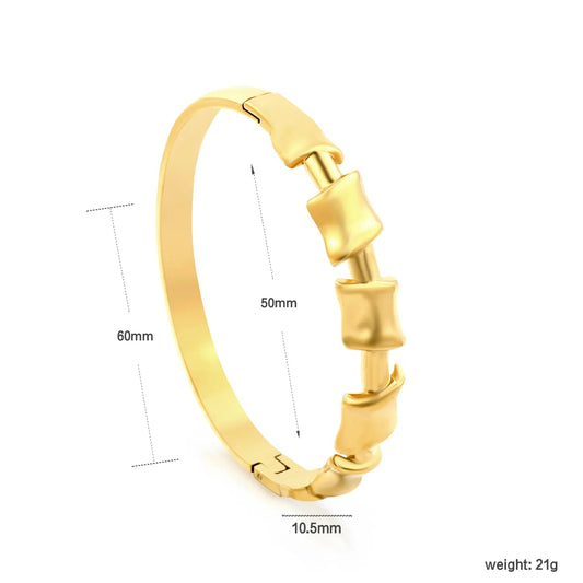 Bulk Oriental Elegance Jewelry: 21g Bamboo Block Hinged Bangle | 0 MOQ