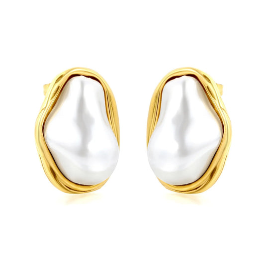 Wholesale 19x26mm heavy weight organic melted metal pearl Earring