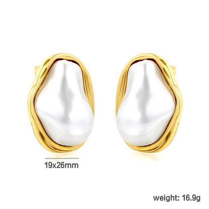 Wholesale 19x26mm heavy weight organic melted metal pearl Earring