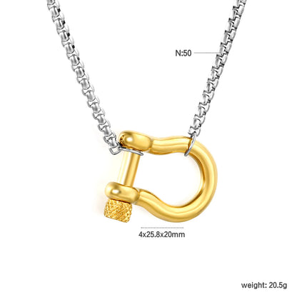 Wholesale Waterproof Two-Tone Sculpted Horseshoe Shackle Necklace