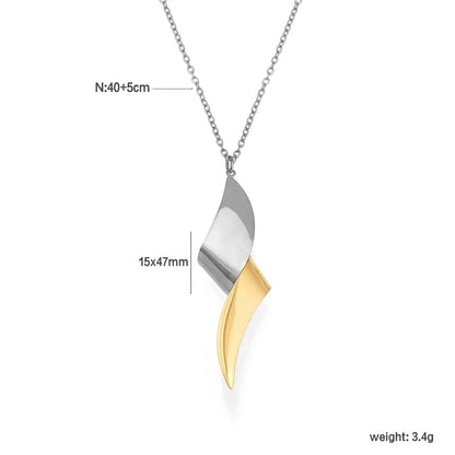 Wholesale Waterproof Two-Tone Spiral Sculpted Fluid Pendant Necklace