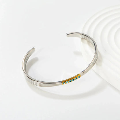 304L Stainless Steel Blue Zircon Bangle Supplier | PVD Gold Plating