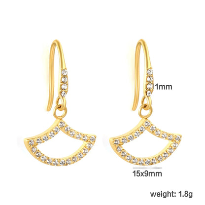 Wholesale Stainless Steel Fishtail Earrings | Full Zircon Inlay Bulk