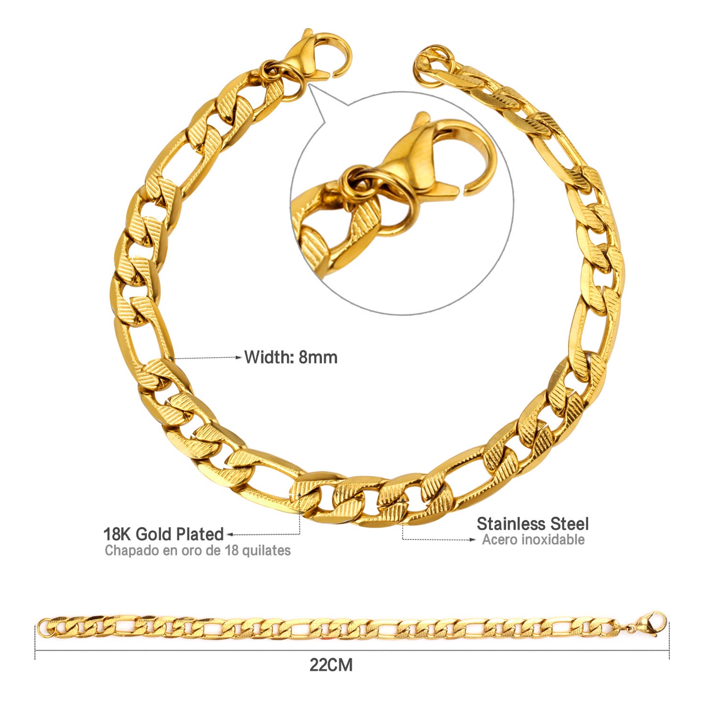 Wholesale 18K Gold Plated Cubic Link Chain Bracelets