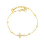 Waterproof 304L Steel Ultra-Light Beaded Chain Cross Bracelet