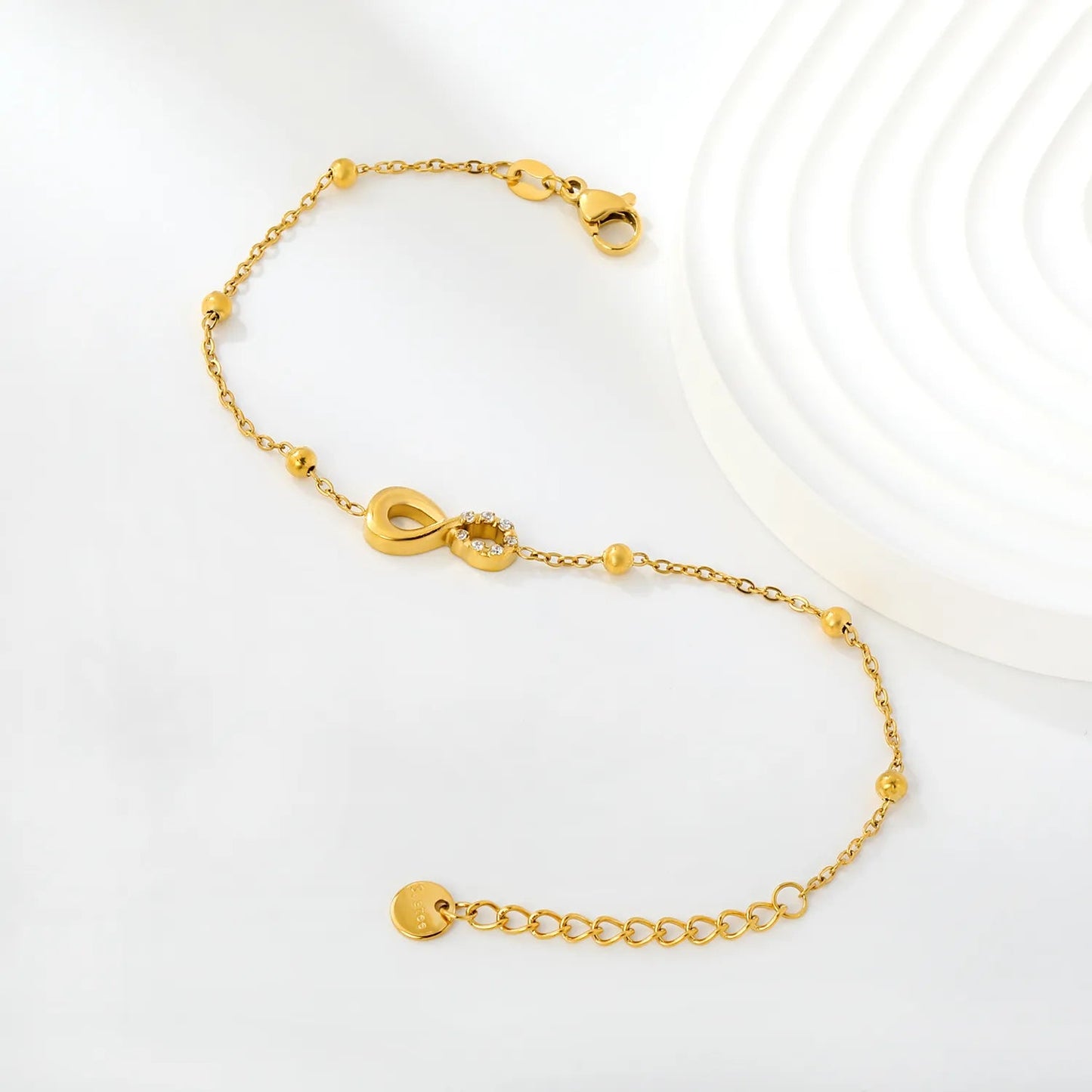 Wholesale Romantic Eternal Infinity Symbol Beaded Charm Bracelet