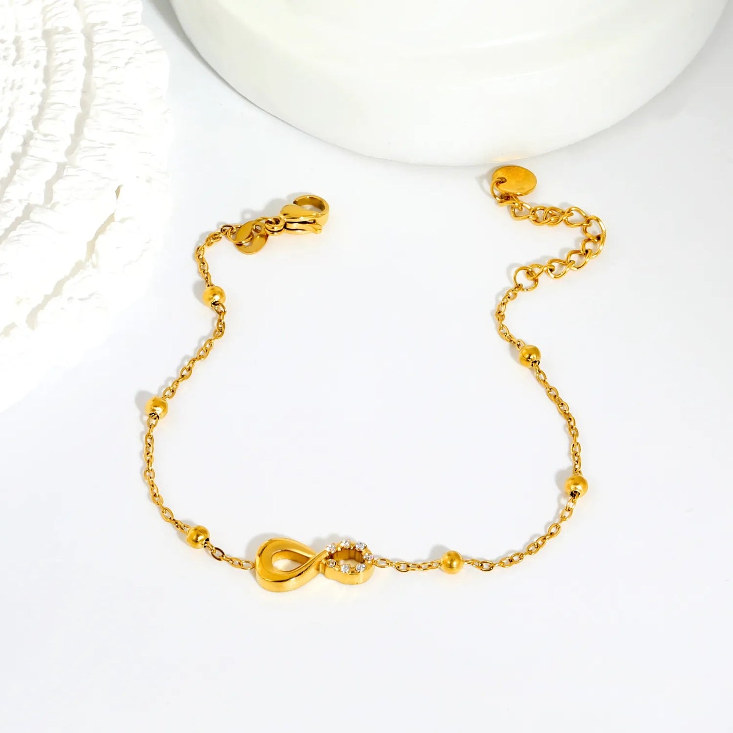 Wholesale Romantic Eternal Infinity Symbol Beaded Charm Bracelet