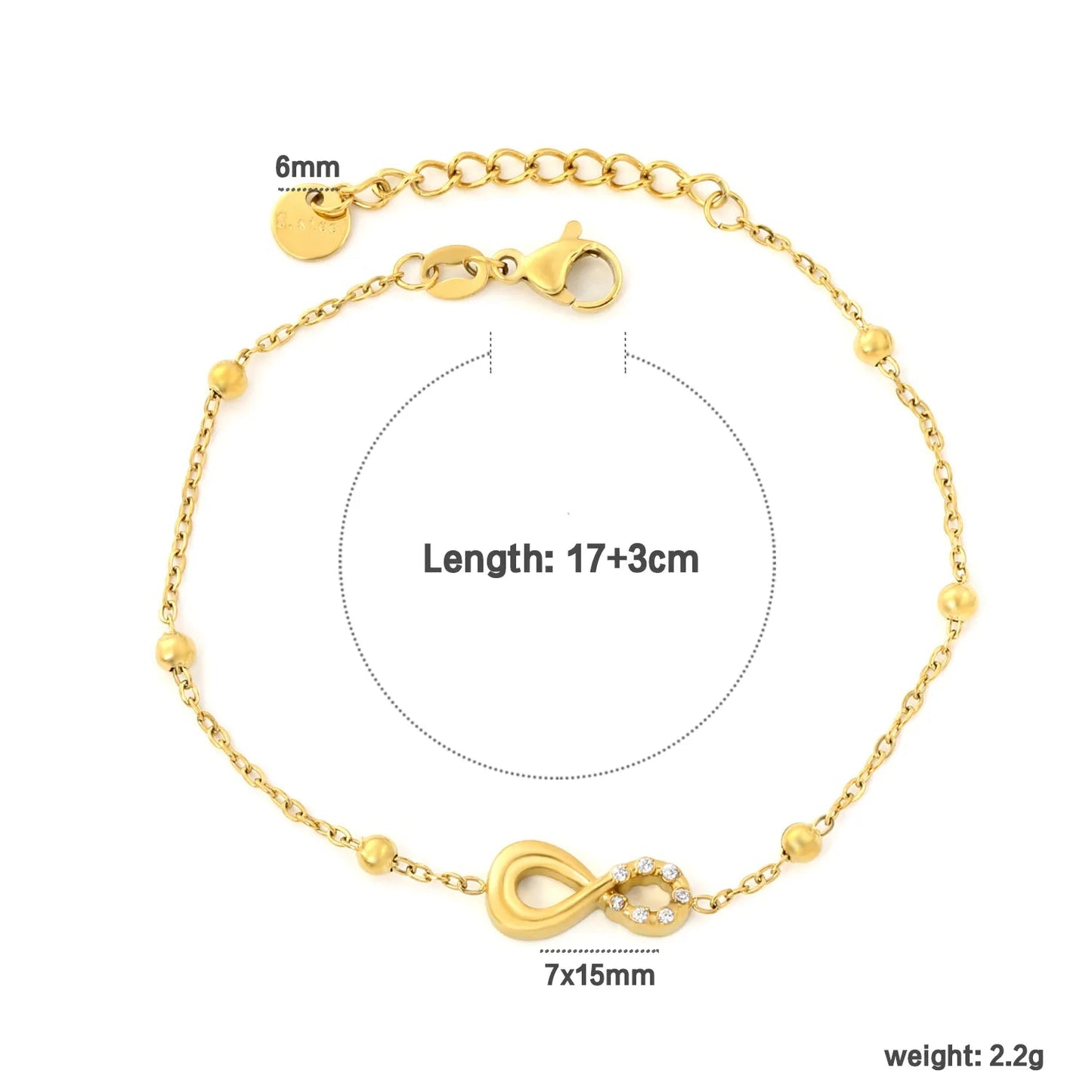Wholesale Romantic Eternal Infinity Symbol Beaded Charm Bracelet