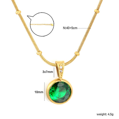 Dainty Beaded Chain Solitaire CZ Pendant Necklace in 304L Stainless Steel