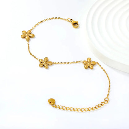 Elegant 304L Stainless Steel Gold Flower Bracelet for Women