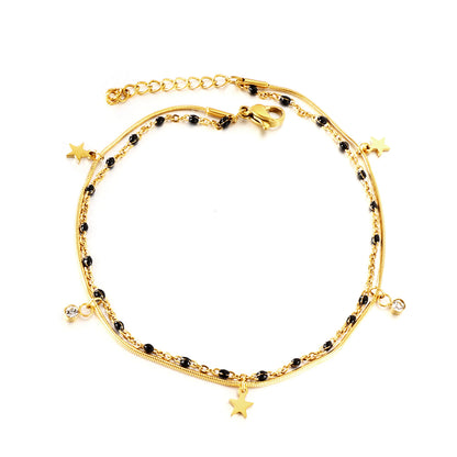 black bead star anklet luxe