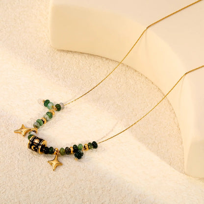 Boho Witchy Aesthetic Chrysoprase Beaded Layering Necklaces