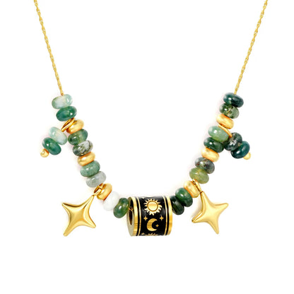 Boho Witchy Aesthetic Chrysoprase Beaded Layering Necklaces