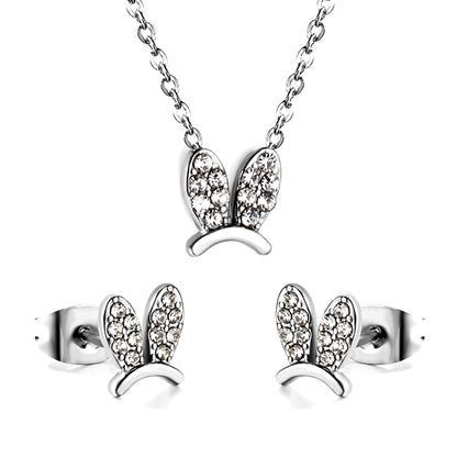 bunny ear cz jewelry gold-steel