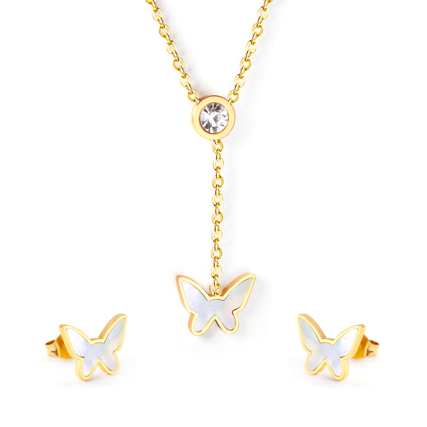 butterfly cz jewelry layered
