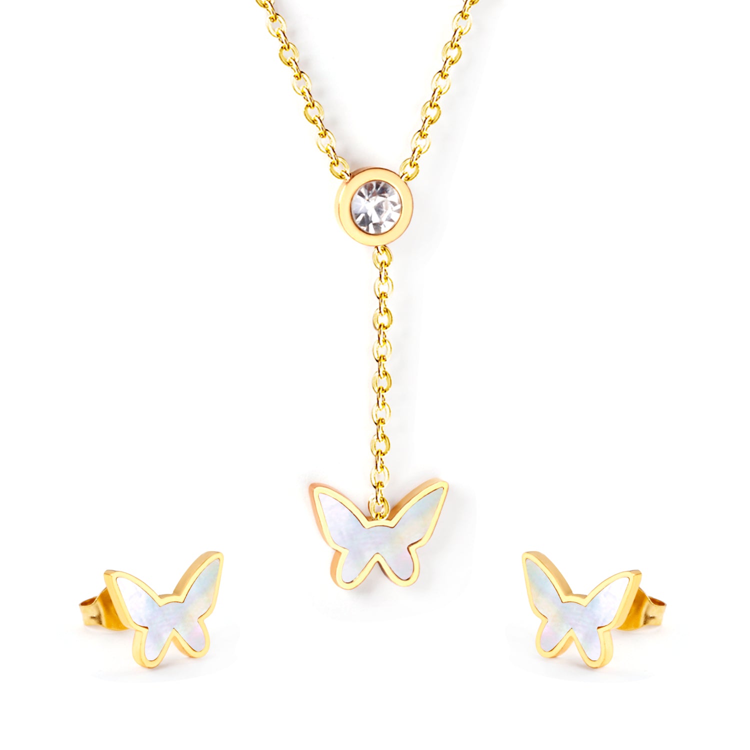 butterfly cz jewelry layered