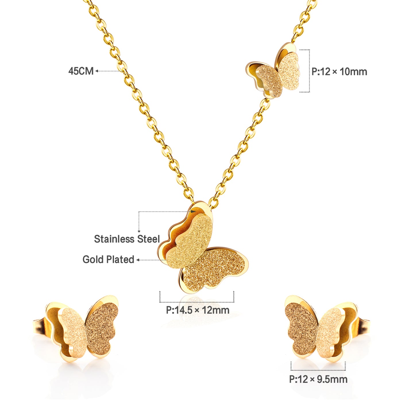 butterfly pendant measurement