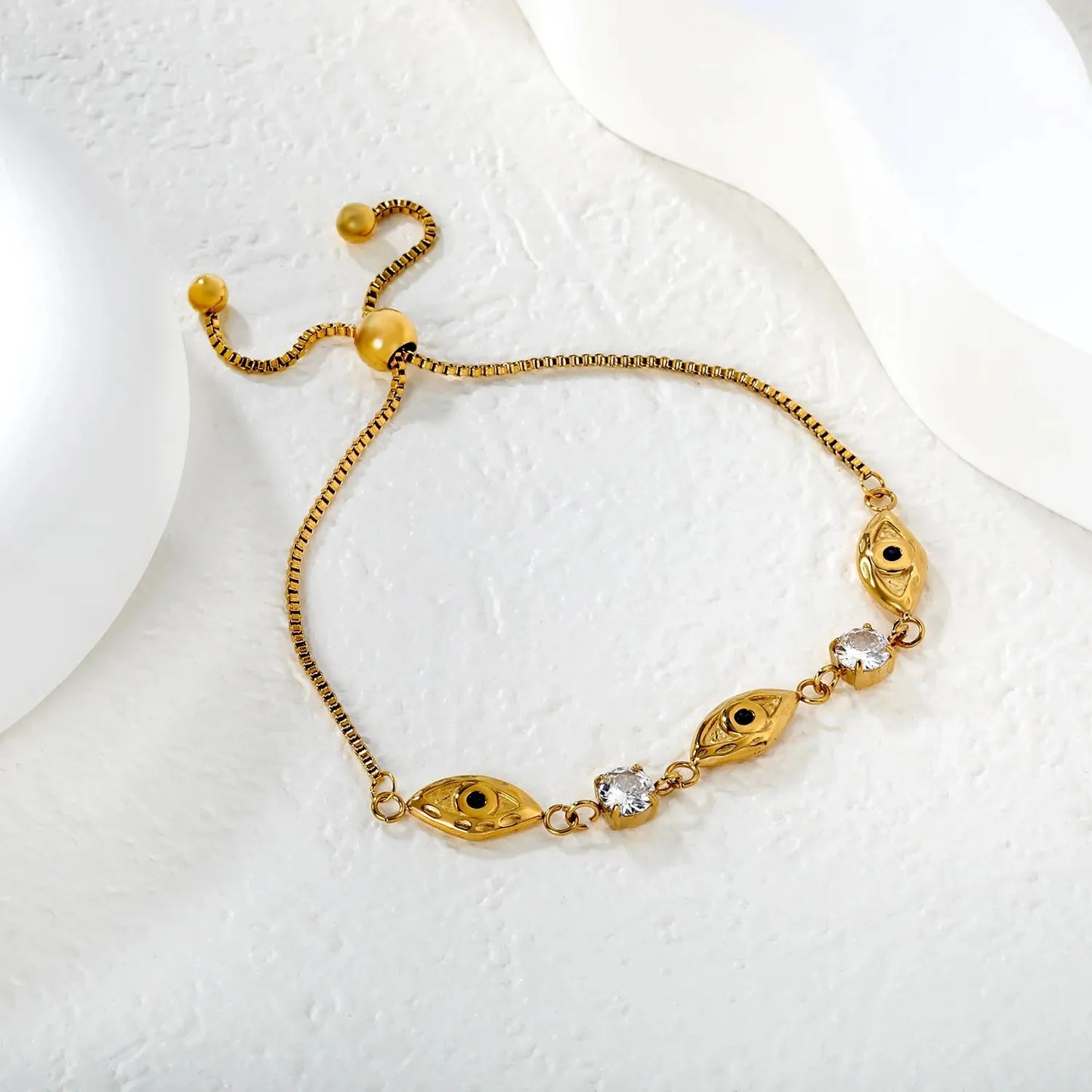 Wholesale 304L Stainless Steel Evil Eye Adjustable Bracelet