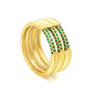 Wholesale Waterproof PVD Gold Multi-Layer Intertwined Green Zircon Ring
