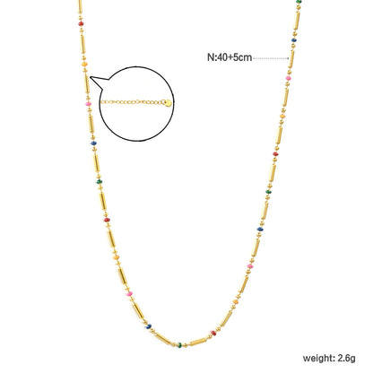 Exotic Colorful Gemstone Fine Chain Necklace Stainless Steel Waterproof