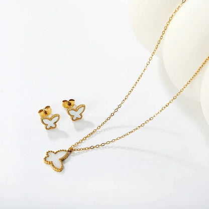 Wholesale 304L Stainless Steel Butterfly Necklace & Earrings Set