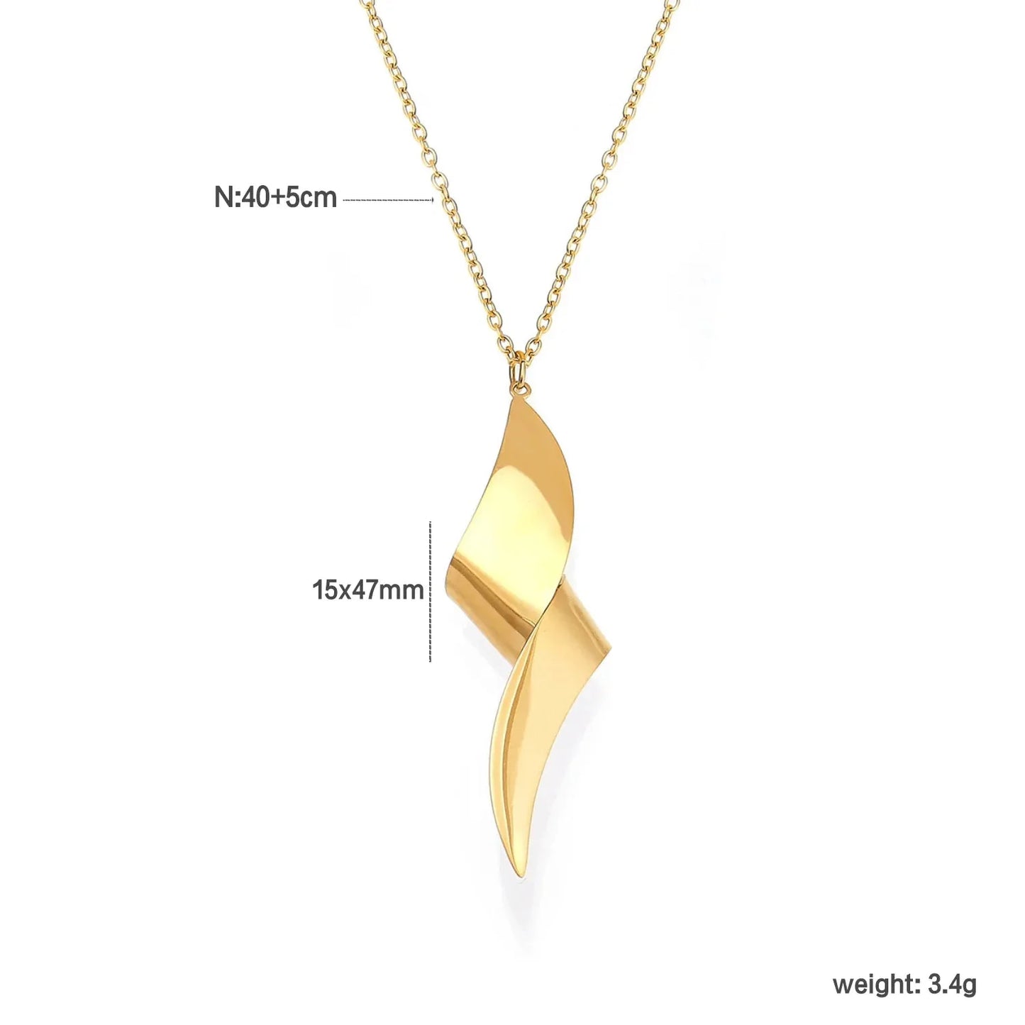 Wholesale Waterproof Two-Tone Spiral Sculpted Fluid Pendant Necklace