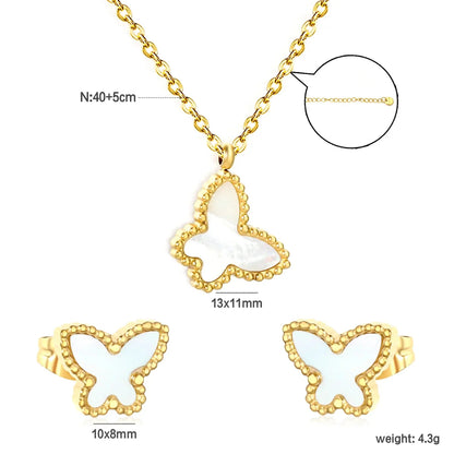 Wholesale 304L Stainless Steel Butterfly Necklace & Earrings Set