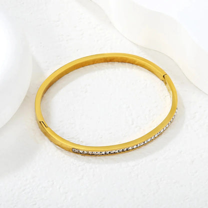 Elegant 304L Stainless Steel Gold Bangle | Princess Cut Gift