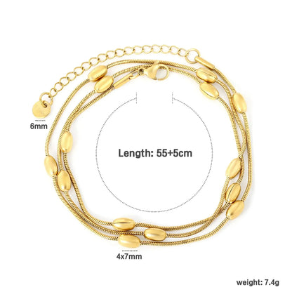 304L Stainless Steel Layered Bracelet | Gold Snake Chain