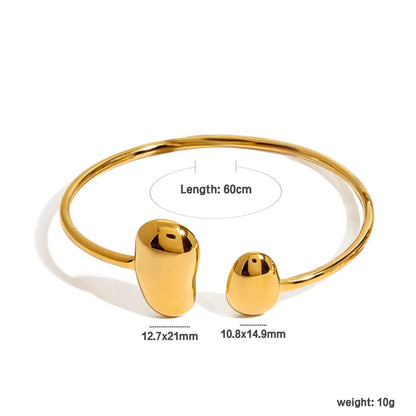 Wholesale Waterproof PVD Gold/Silver Sculpted Asymmetric Dual-Bean Bangle