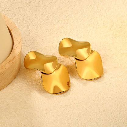 Stainless Steel Earrings | Double Circle Irregular Studs
