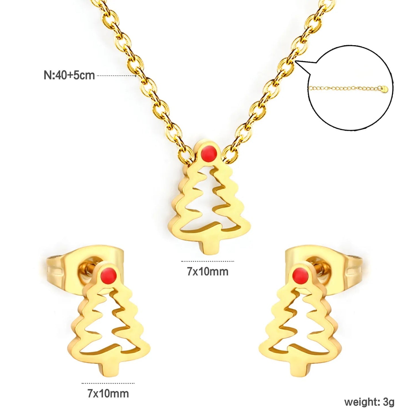 18K Gold Plated Waterproof Christmas Enamel Jewelry Set Factory Direct Bulk Order