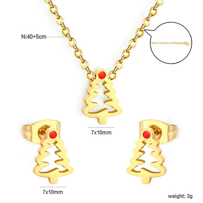18K Gold Plated Waterproof Christmas Enamel Jewelry Set Factory Direct Bulk Order