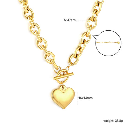Wholesale Heavyweight Chunky Cable Chain Toggle Clasp Heart Necklace