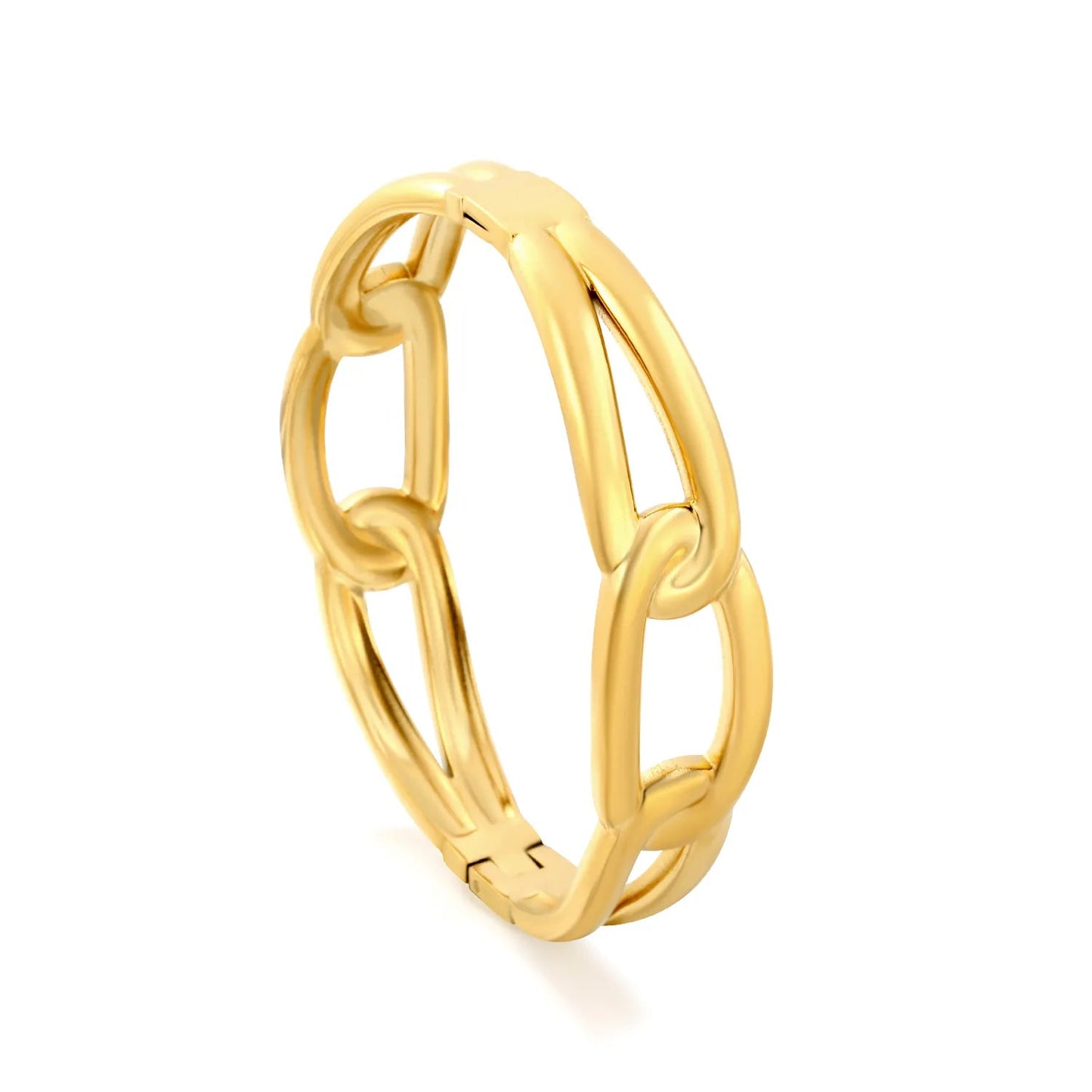 Chunky Urban Glam: Statement 15.5mm Hollow Paperclip Chain Bangle