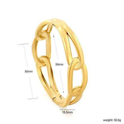 Chunky Urban Glam: Statement 15.5mm Hollow Paperclip Chain Bangle