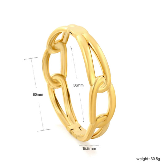 Chunky Urban Glam: Statement 15.5mm Hollow Paperclip Chain Bangle