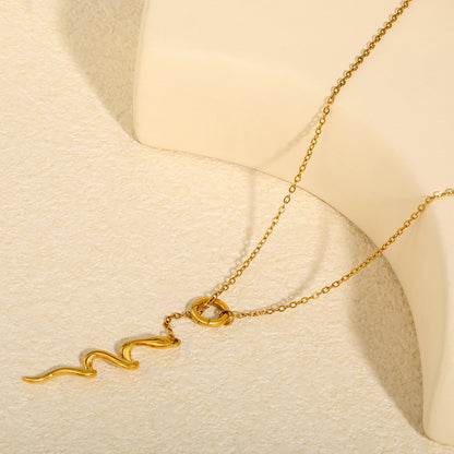 Snake Pendant Circle Slider Lariat Y-Necklace Stainless Steel