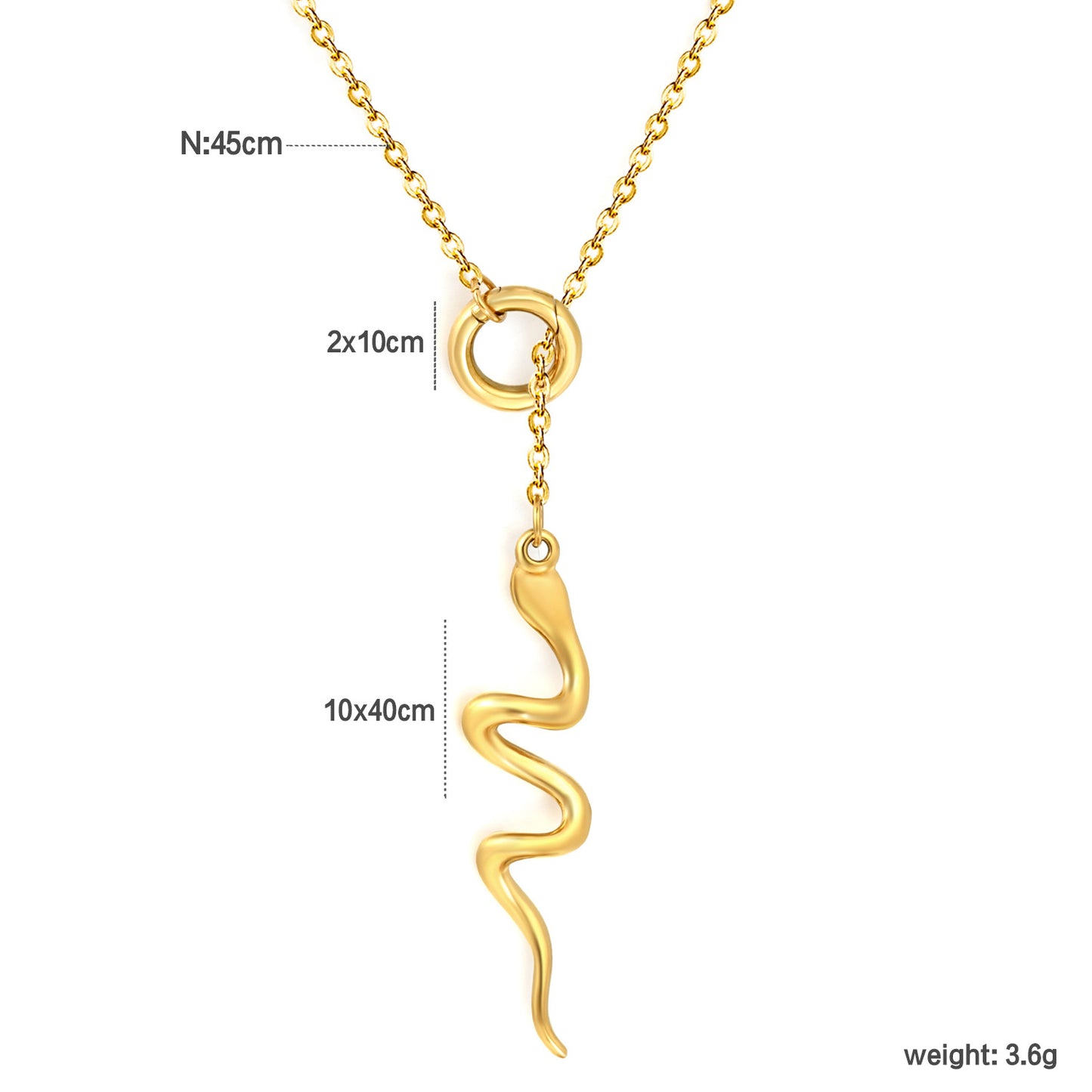 Snake Pendant Circle Slider Lariat Y-Necklace Stainless Steel