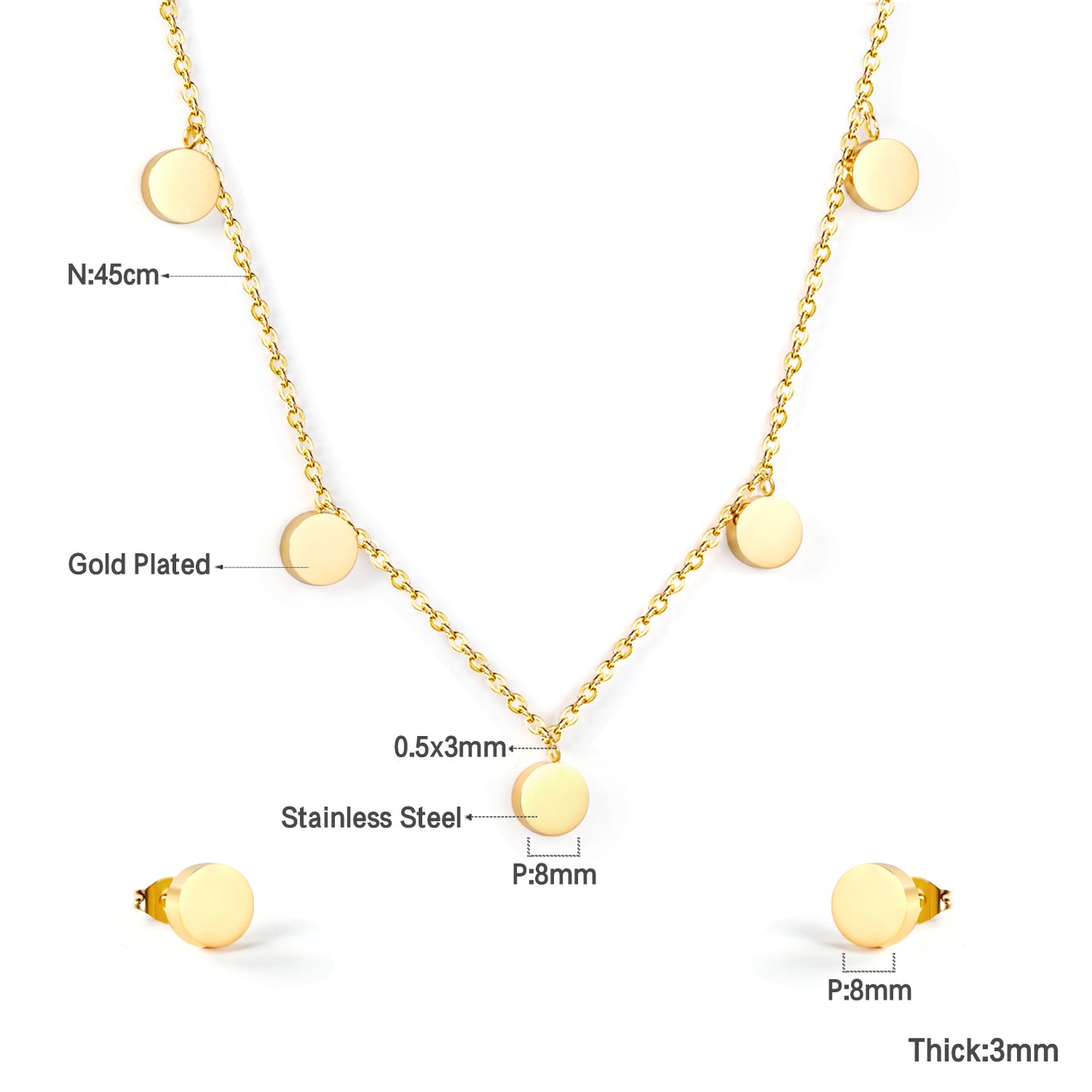 circle pendant size measurement chart