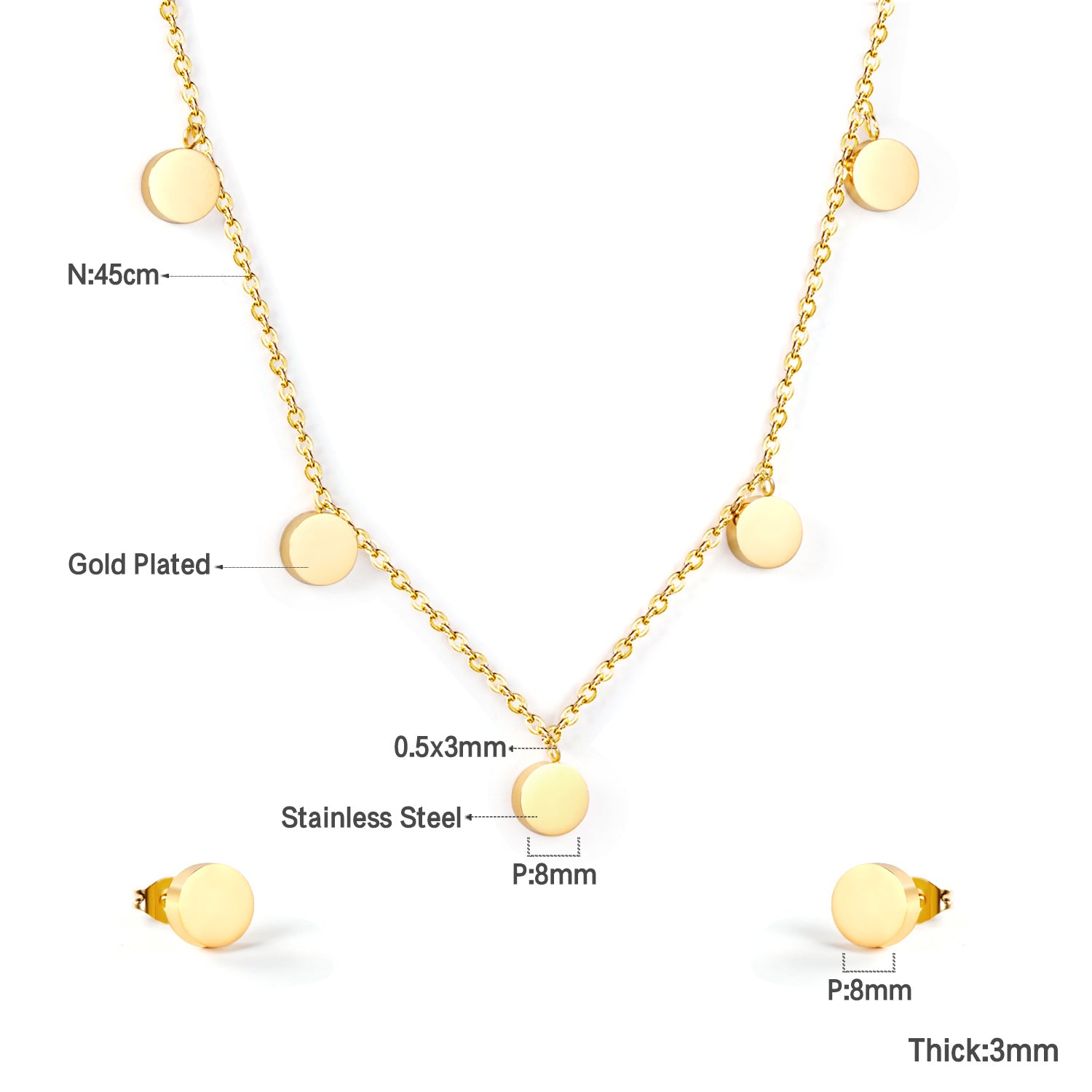 circle pendant size measurement chart