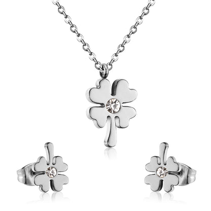 clover diamond jewelry set stainless